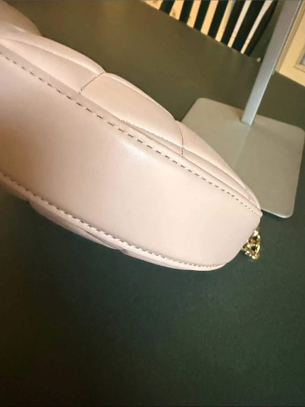 kate spade Quilted Pale Pink Crescent Shoulder Bag with Gold Chain